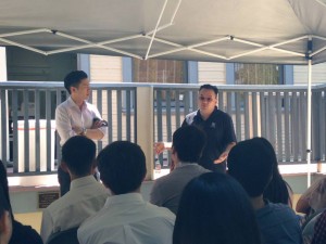 Campbell Mayor Evan Low (left) and Cupertino Mayor Gilbert Wong at the San Jose summit 