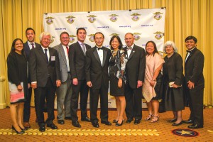 The JACL National Board at the opening reception. (From left) Miko Sawamura, Matthew Farrells, Toshi Abe, David Unruhe, Jeffrey Moy, David Lin, Priscilla Ouchida, Chip Larouche, Michelle Amano, Jeanette Misaka and Sheldon Arakaki. Photo by Joe Shymanski 