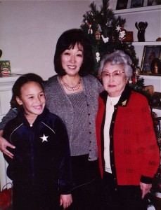 Marlene Shigekawa (center) with her daughter, Quincy Godin, and mother, Misako. Photo courtesy of Marlene Shigekawa