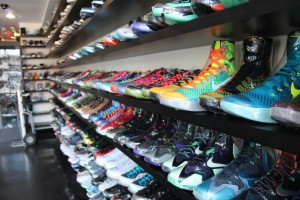 Inside RIf's store sits rows of shrink-wrapped sneakers selling anywhere from $100- $8,000. Photo by Tiffany Ujiiye