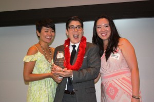 (From left) PSW's Traci Ishigo, Governor's Award honoree riKu Matsuda and PSW Regional Director Stephanie Nitahara. Photo by Gary Mayeda