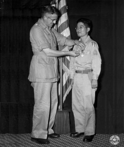 Roy receiving the Legion of Merit from Gen. Frank Merrill.  