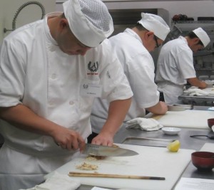 A class during session at the Sushi Chef Institute. 