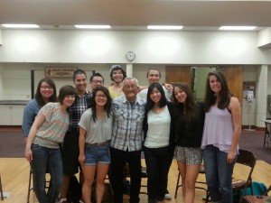 Kansha participants meet Heart Mountain survivor and draft resister Yosh Kuromiya after his talk at Centenary United Methodist Church. Photo by Ryan Kuramitsu