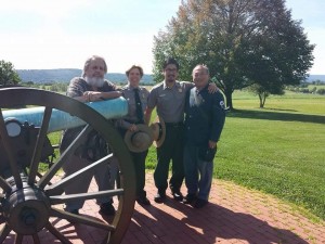 (From left) Chief Historian at the Antietam National Battlefield Ted Alexander, Coordinator of Civil War to Civil Right Carol Shively, Steve Phan and Irving Moy  at the Antietam National Battlefield. Photo courtesy of Steve Phan