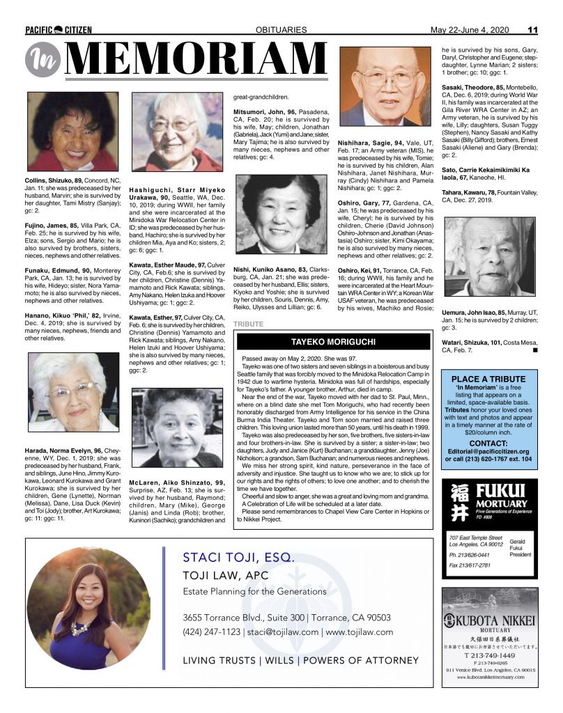 2020 Obituaries – Pacific Citizen