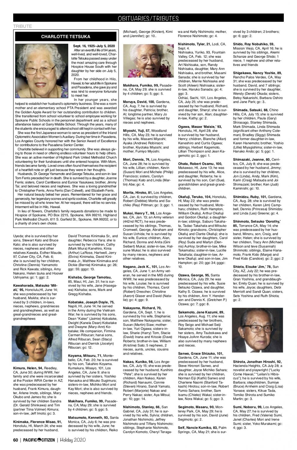 2020 Obituaries Pacific Citizen