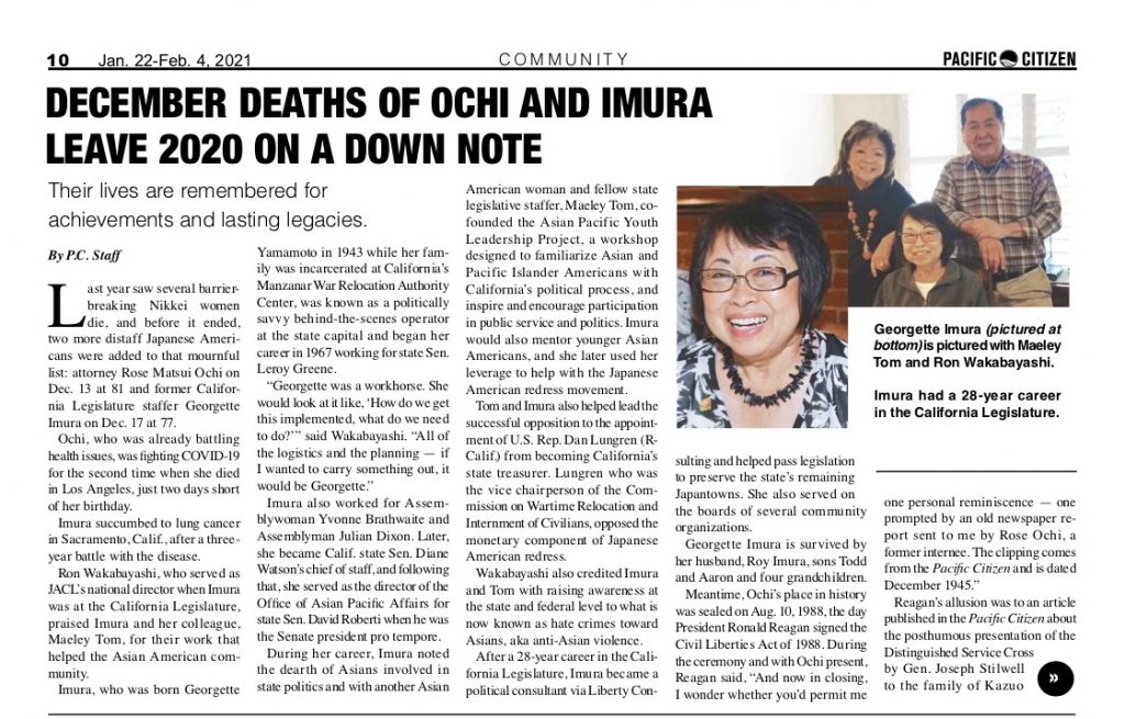 2021 Obituaries Pacific Citizen